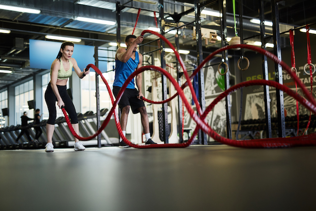 Couple Training with Battle Ropes